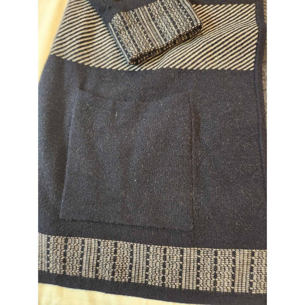 C&B Women Navy Geometric Print Long Open Cardigan Size XL Workwear Career Cozy - Picture 5 of 8